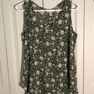 Loft green floral blouse